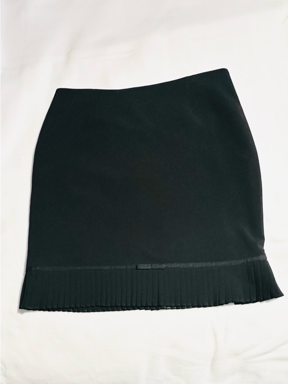 Worthington Stretch A Line Pleated Trim Black Care Mini Skirt, Size 14